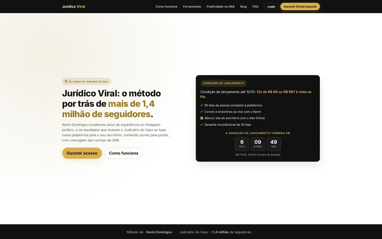 Screenshot do projeto Jurídico Viral