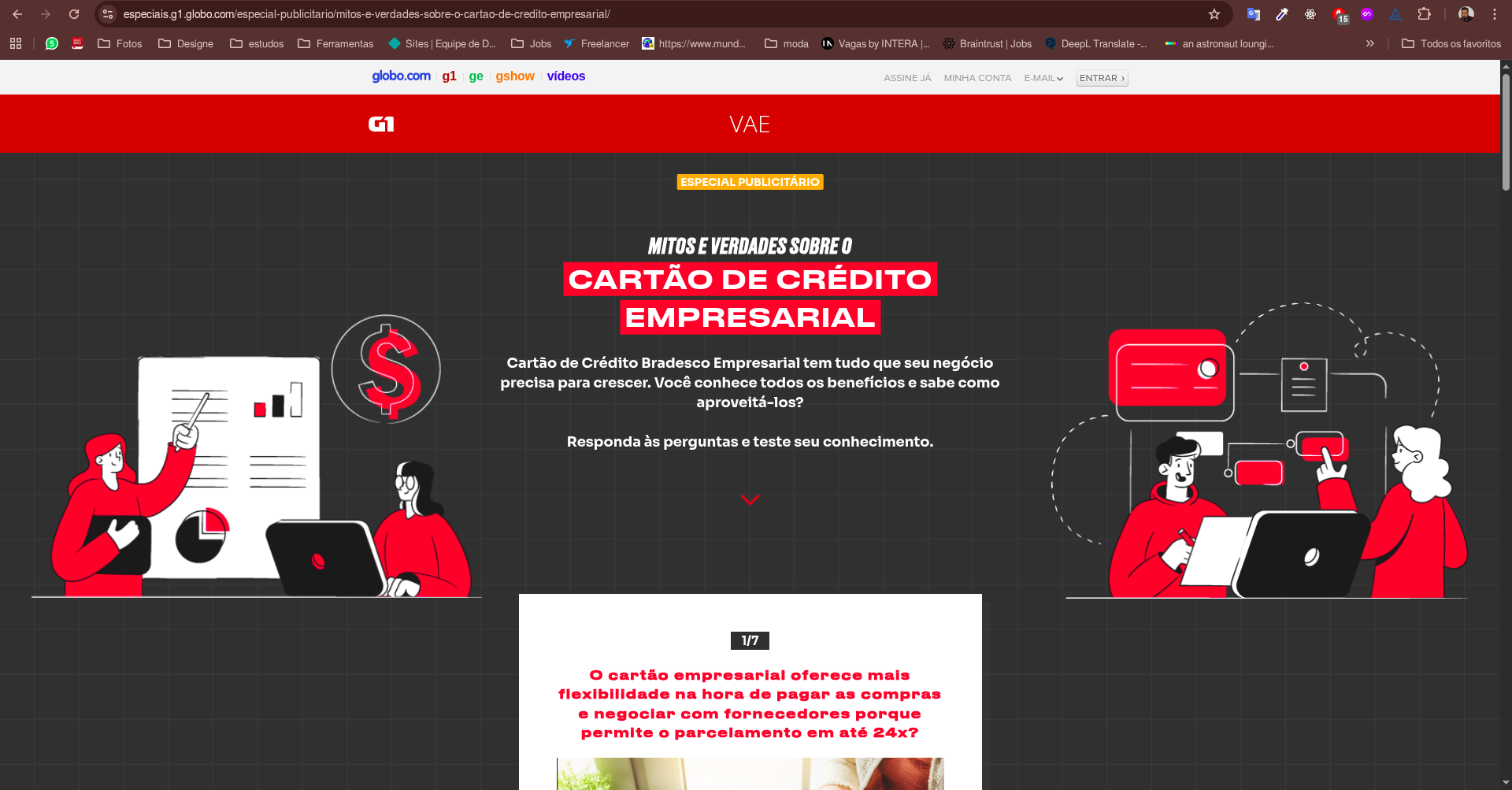 Screenshot do projeto Mitos e Verdades Sobre o Cartão de Crédito Empresarial
